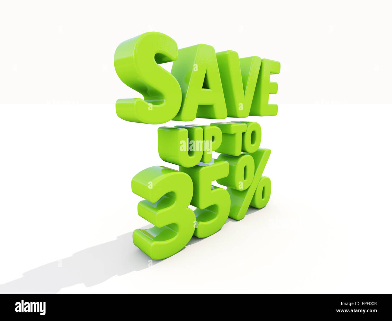 Bis zu 35 % sparen Stockfoto