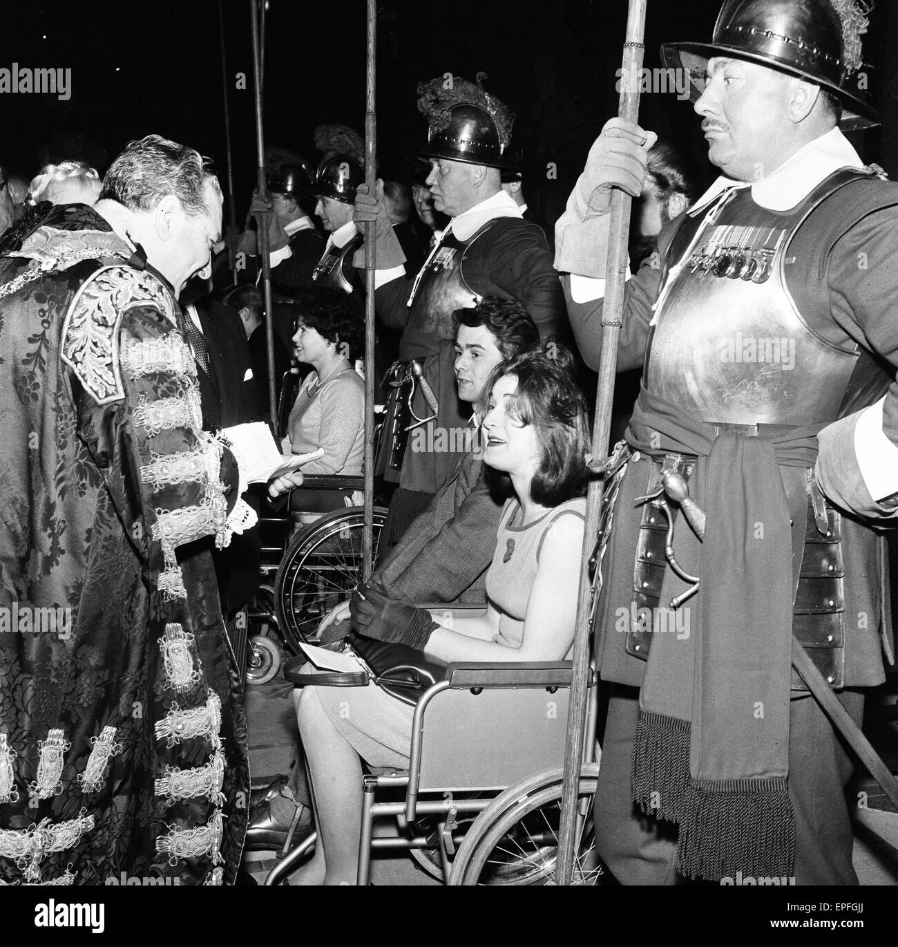 Britischen Abschnitt Olympiern, Ehrengast des Lord Mayor of London, im Mansion House, City of London, nach ihrer Rückkehr von der Paralympischen Spiele in Tokio; 5. Dezember 1964. Stockfoto