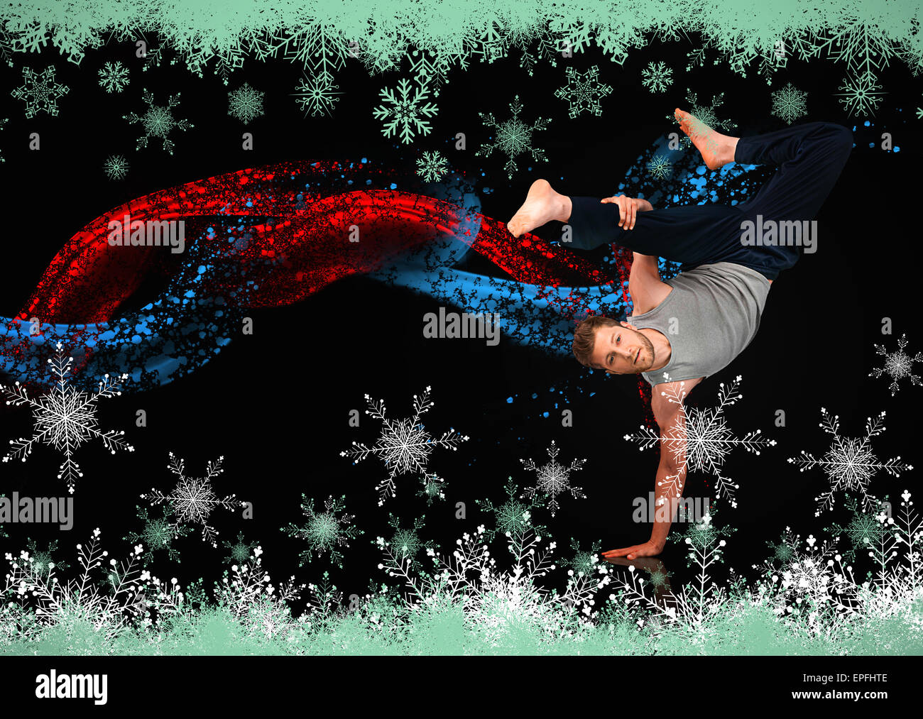 Break Dancer zeigt seine Beweglichkeit und Gleichgewicht Stockfoto