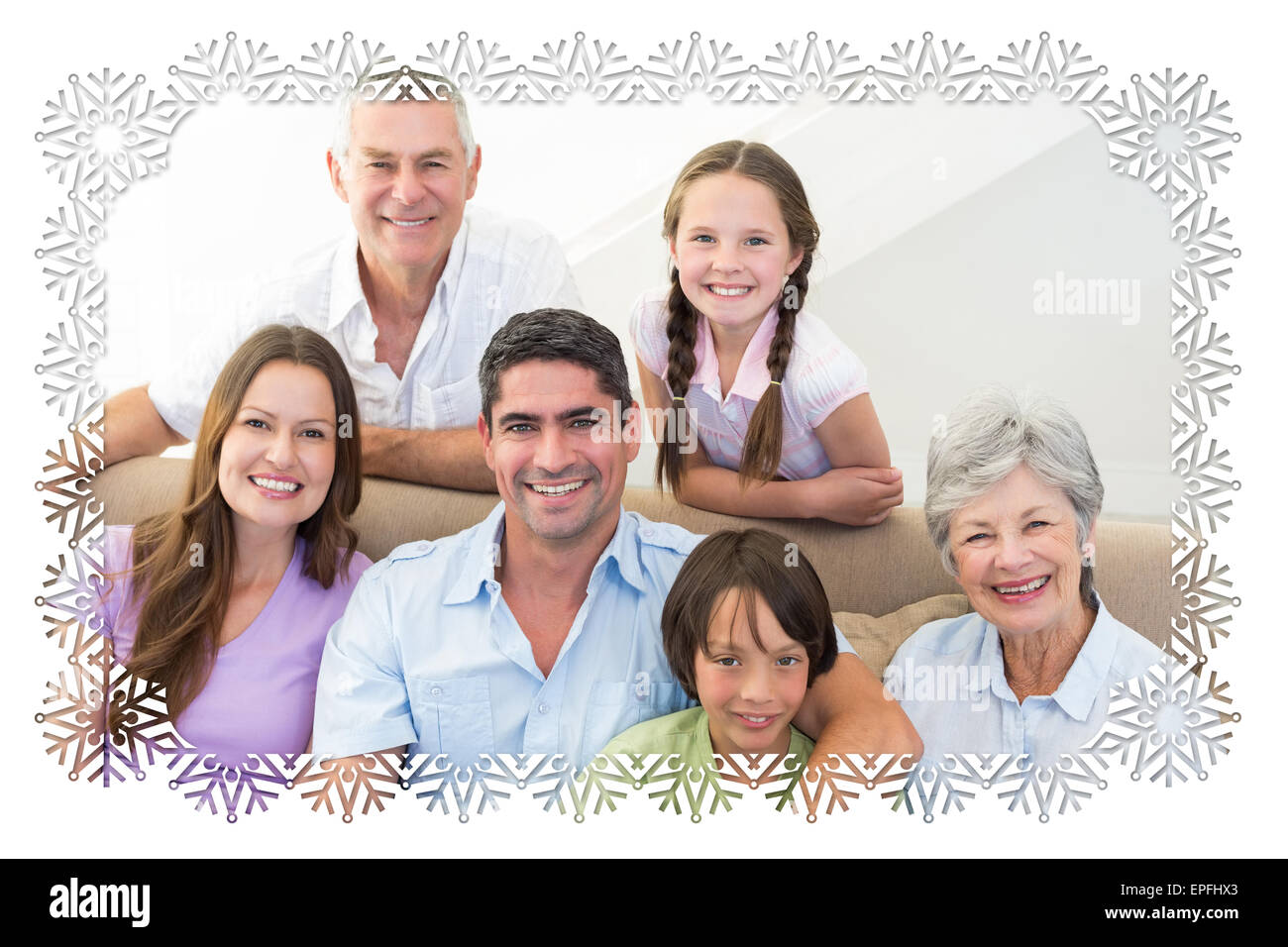 Zusammengesetztes Bild des Lächelns Fortpflanzungsfähigkeit Familie Stockfoto