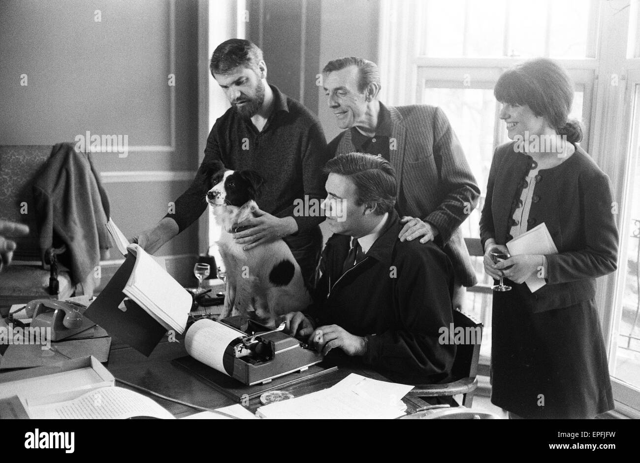 Gurken-die schwarzen und weißer Mischling Hund, der die Lage des World Cup schnupperte-Out ist einen Teil in dem neuen Spionagefilm "Der Spion mit A kalte Nase" zu haben. Geschrieben von Ray Galton und Alan Simpson und Darsteller Laurence Harvey, Daliah Lavi, Lionel Jefferies und Stockfoto