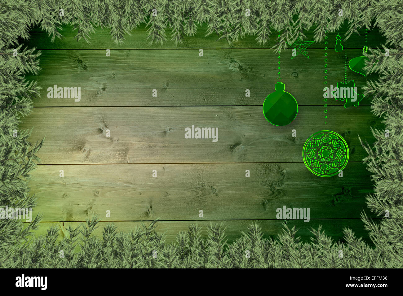 Zusammengesetztes Bild der grünen Tannenzweigen Stockfoto