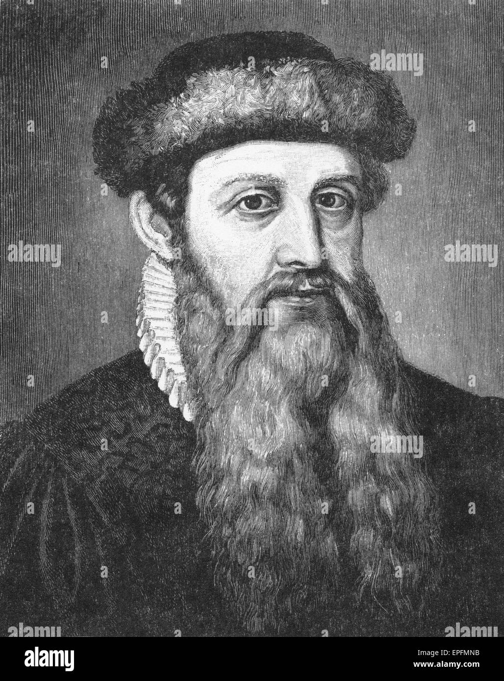 Johannes Gensfleisch Zur beladenes Zum Gutenberg, C 1400-1468, Erfinder des Buchdrucks mit beweglichen Metall-Typ und der Druckmaschine Stockfoto
