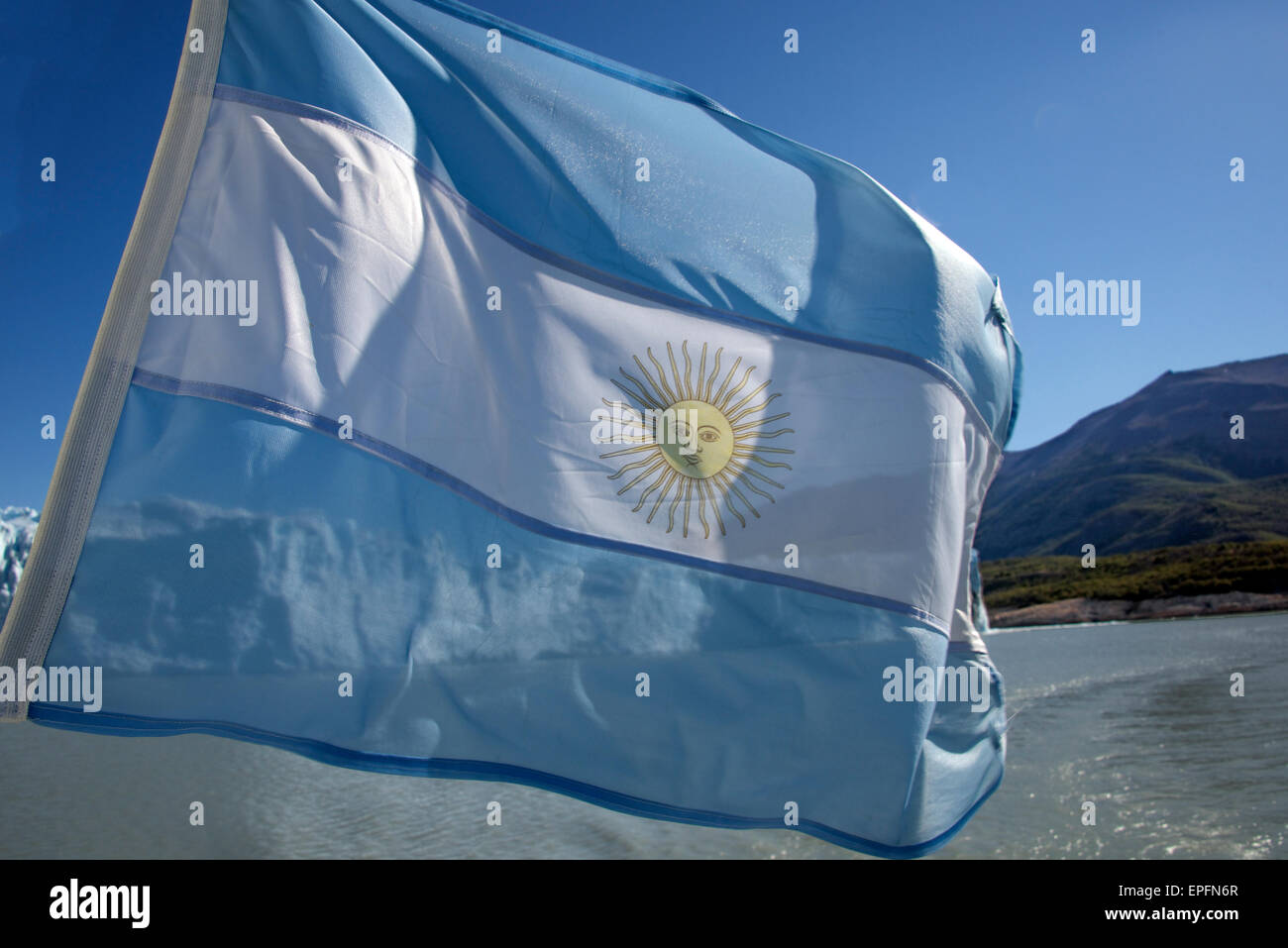 Argentinische Flagge Patagonien Argentinien Stockfoto
