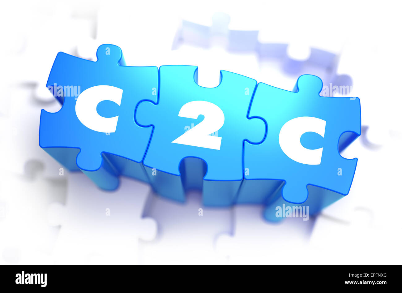 C2C - Client für Verbraucher - weiß Wort auf blauen Rätsel auf weißem Hintergrund. 3D Illustration. Stockfoto