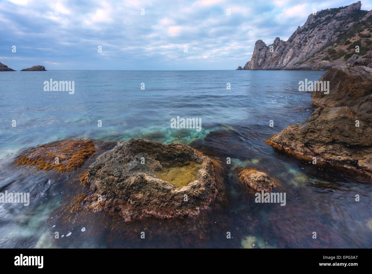 Schwarzes Meer-Landschaft auf der Krim Stockfoto