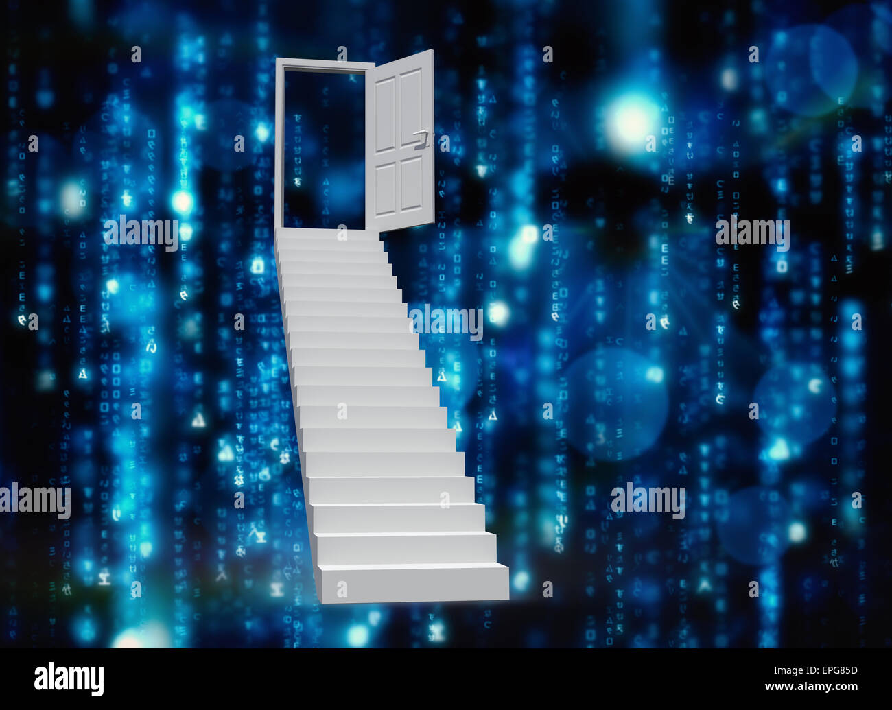 Zusammengesetztes Bild der Treppe zum Tür Stockfoto