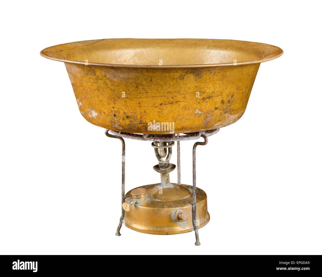 Kerosin-Herd und kupfernen Becken Stockfoto