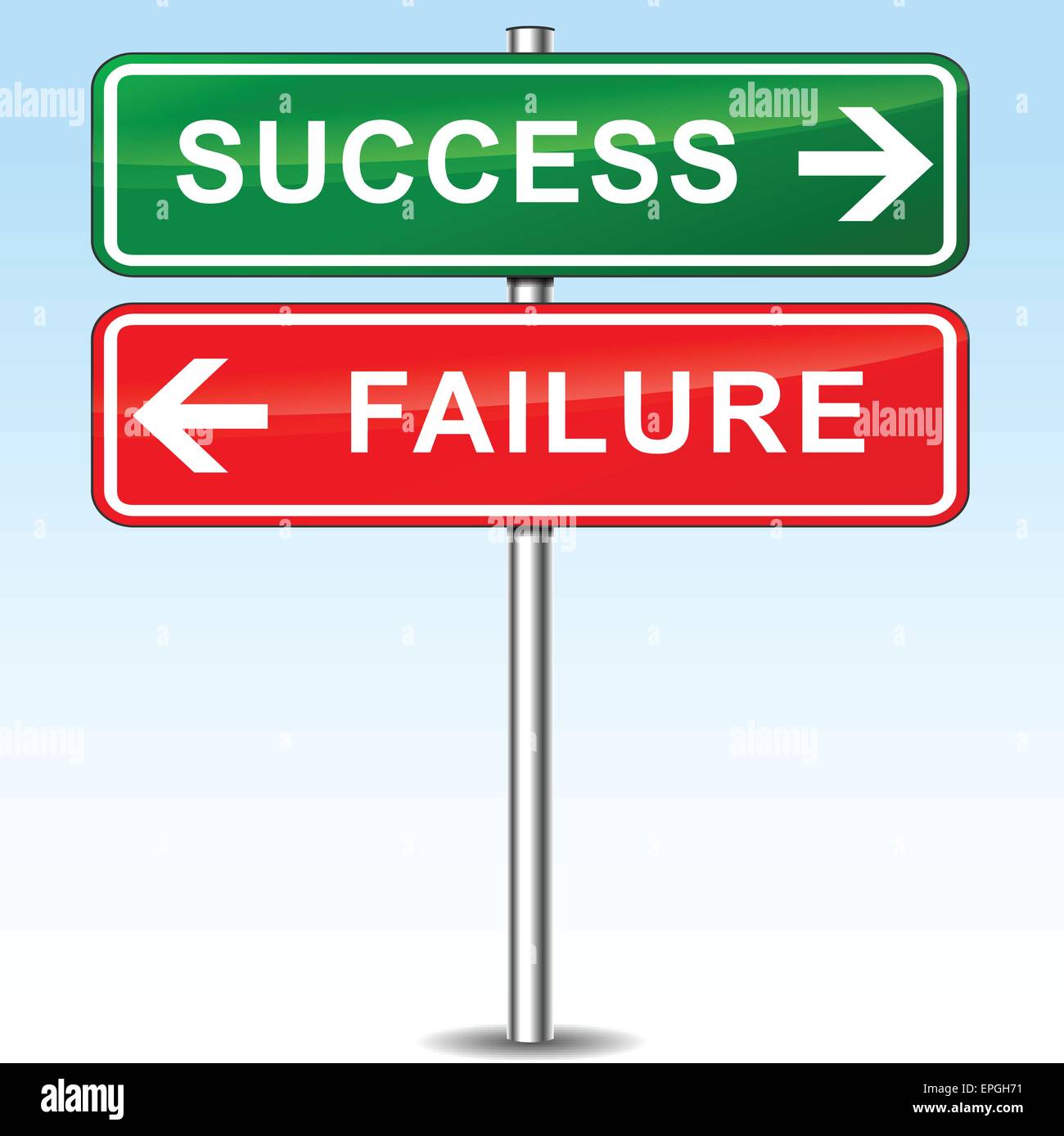Abbildung von Erfolg und Misserfolg Hinweisschilder Stock Vektor