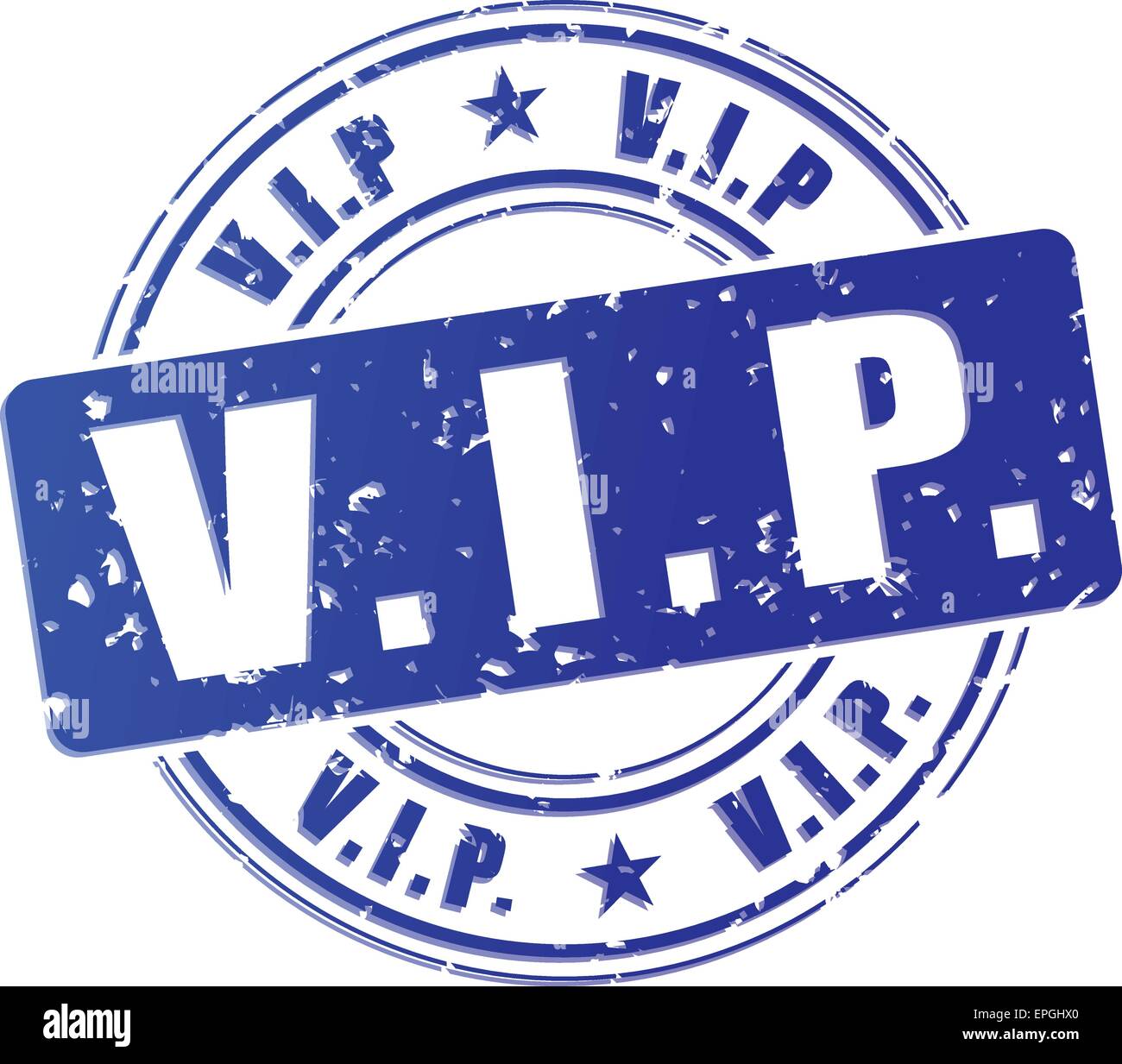 Illustration des VIP-blauer Stempel Design-Ikone Stock Vektor