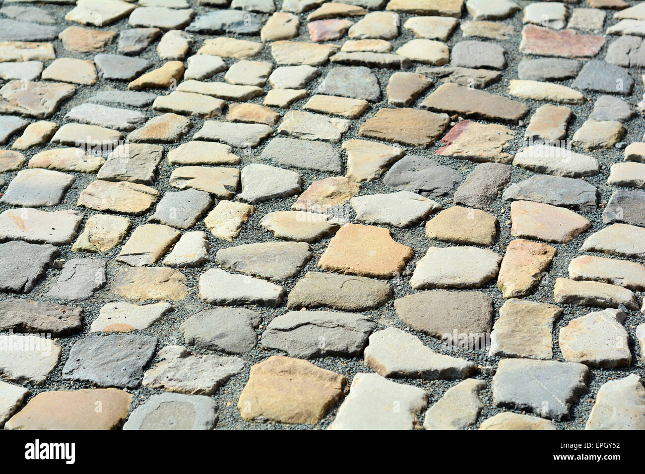 Kopfsteinpflaster in der alten Stadt Quedlinburg Stockfoto