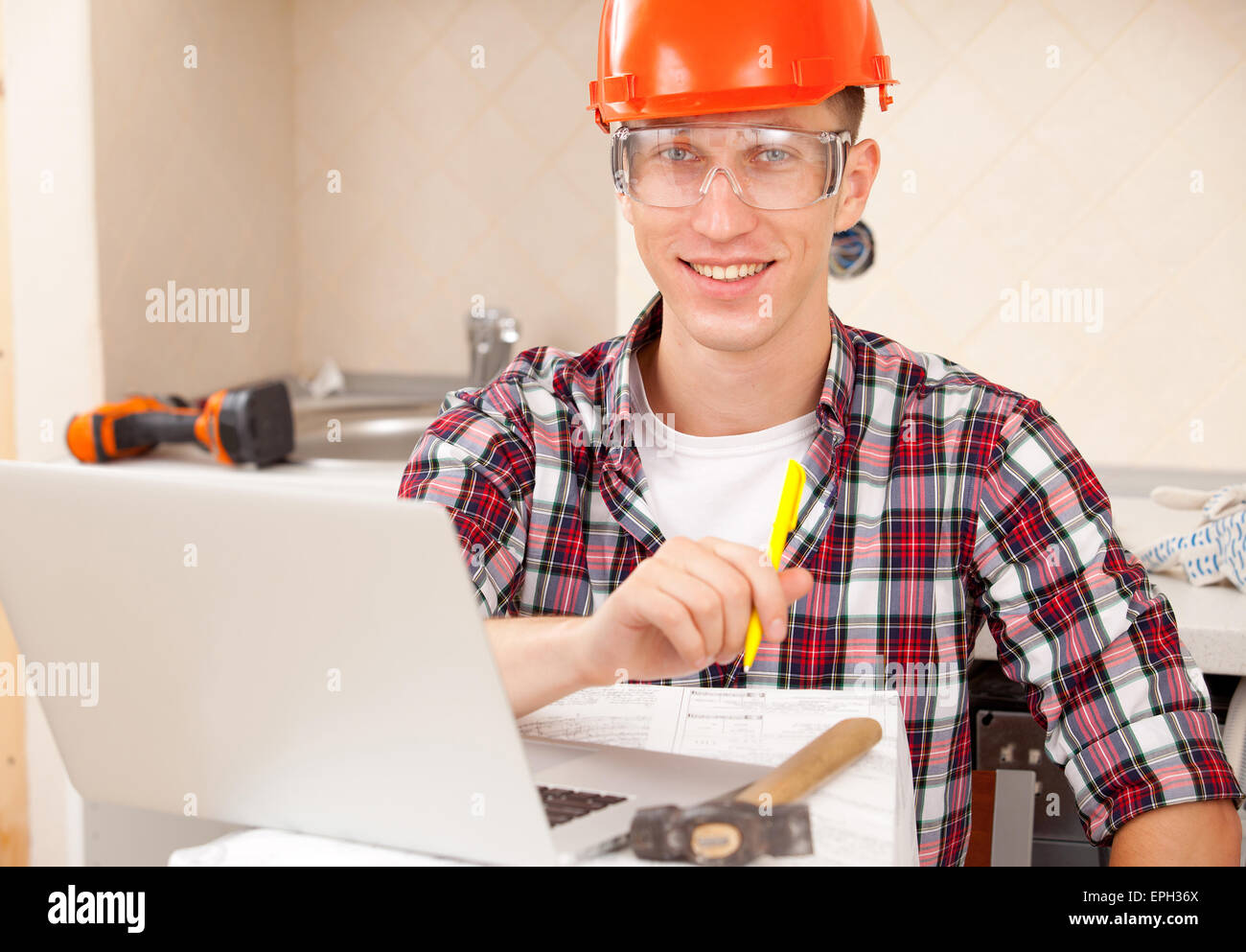 Ausbildung am Arbeitsplatz online Stockfoto