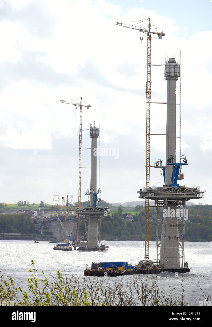 Türme von The Queensferry Crossing (ehemals die Forth Ersatz Crossing) neue Forth Road Bridge in Schottland. Stockfoto