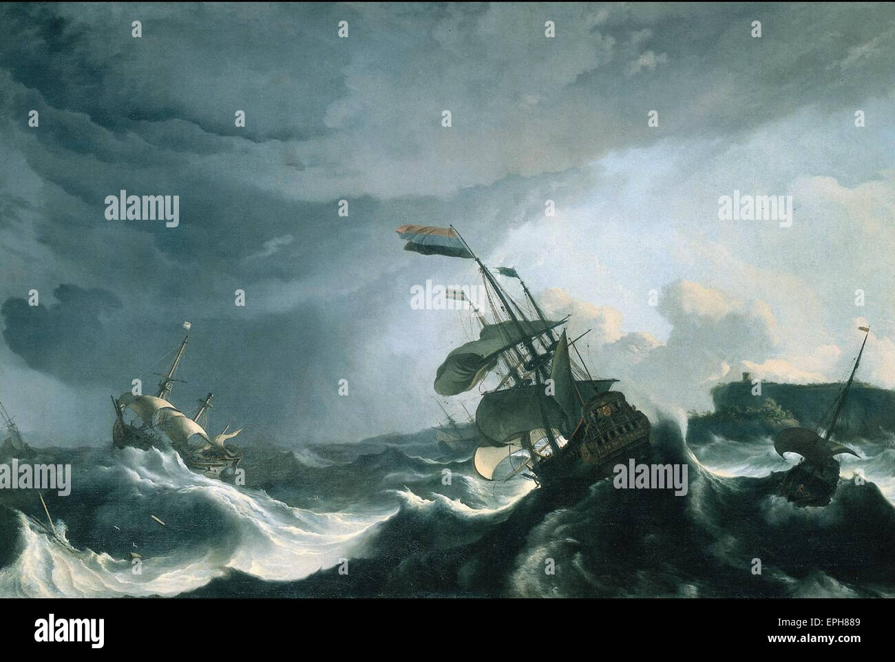 Ludolf Bakhuysen Schiffe in Seenot in einem schweren Sturm Stockfoto