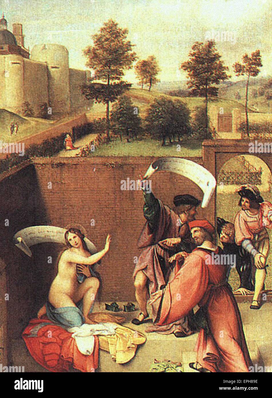 Lorenzo Lotto Susanna und die ältesten Stockfoto