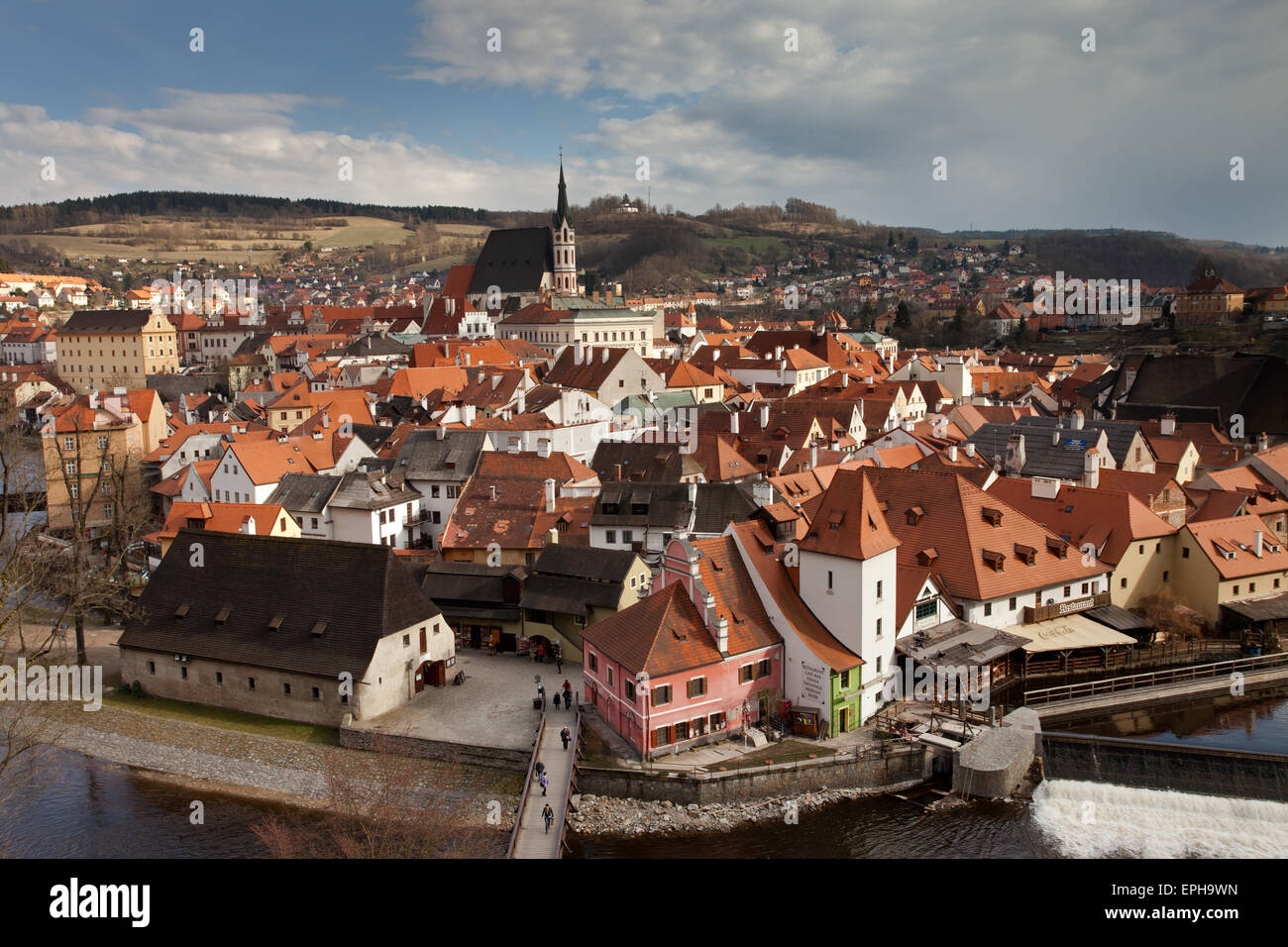 Cesky Krumlov: Blick von der Burg Stockfoto