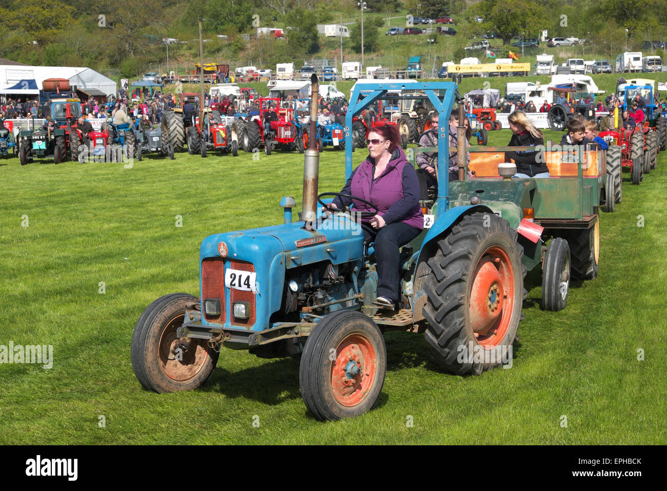 Royal Welsh-Frühlingsfestival, Builth Wells einen Fordson Dexta Traktor gebaut Ende der 1950er Jahre in der Oldtimer-Traktor-Arena-Anzeige Mai 2015 Stockfoto