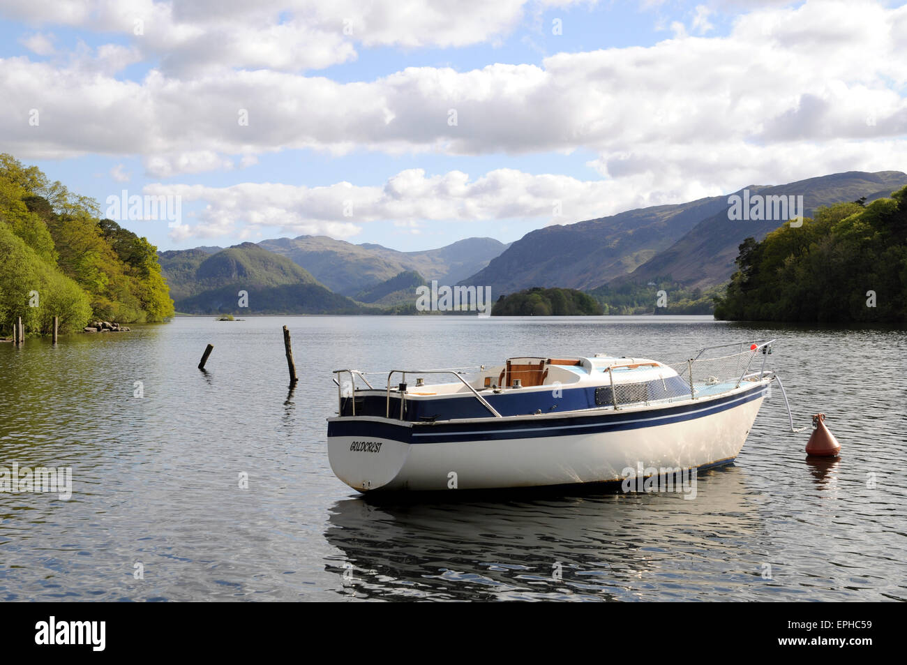 Am späten Nachmittag an Derwentwater im englischen Lake District. Stockfoto