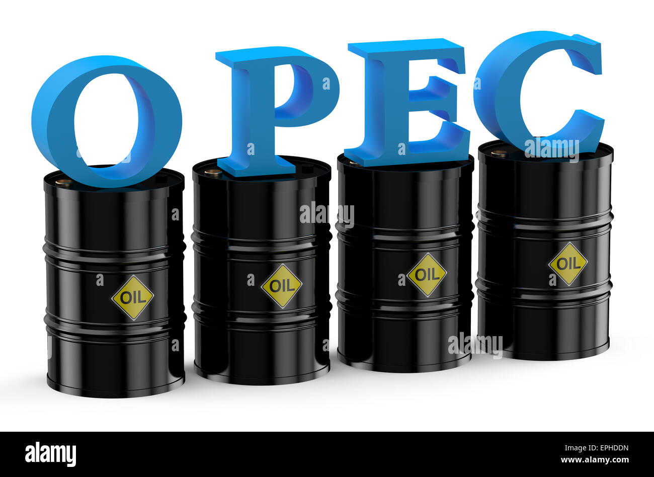 OPEC-Konzept isoliert auf weißem Hintergrund Stockfoto