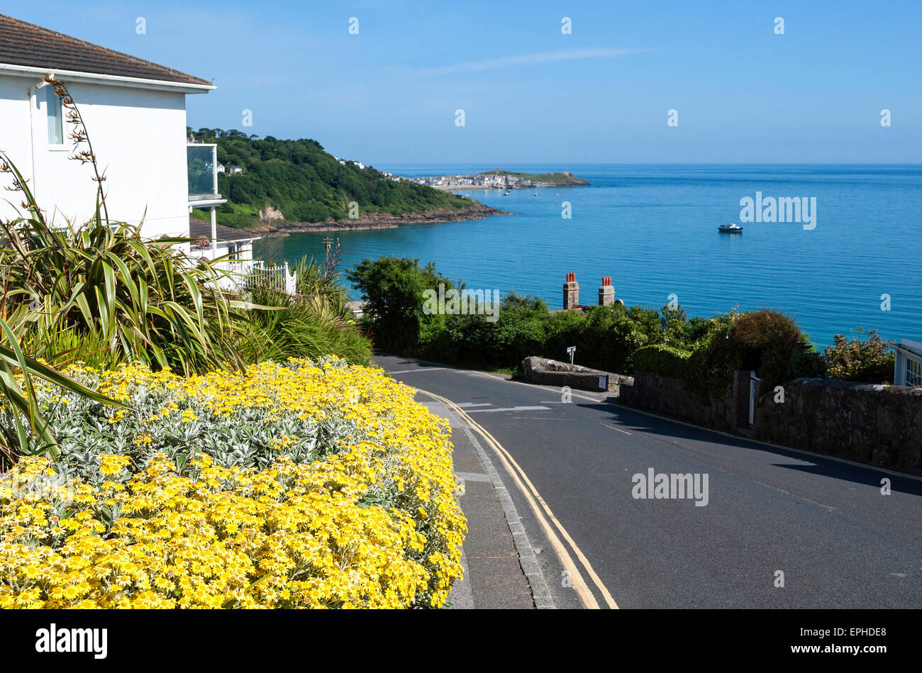 Carbis Bay in der Nähe von St.Ives in Cornwall, Großbritannien Stockfoto