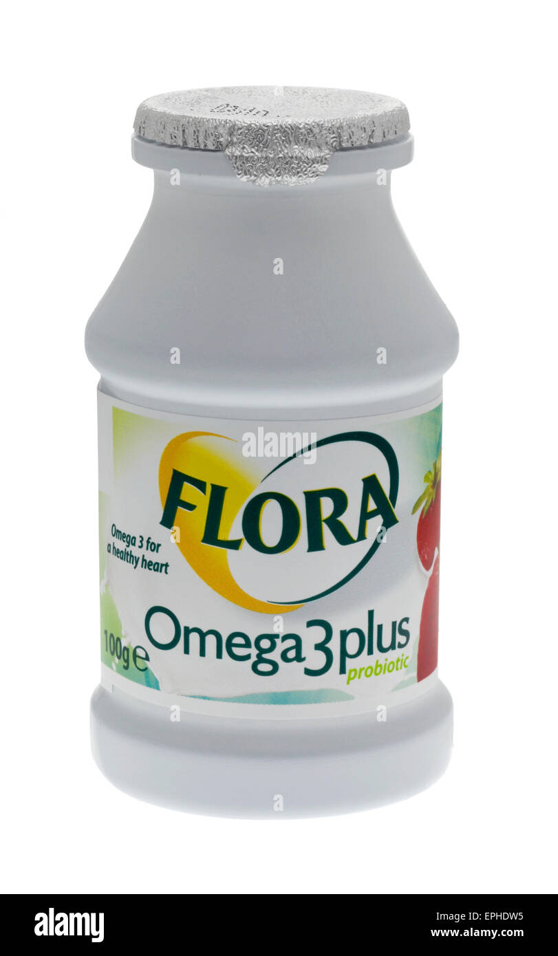 Flora-Omega 3 gesunde Joghurt-Drink Stockfotografie - Alamy