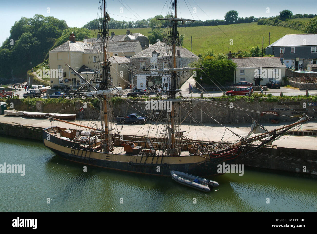 Charleston Hafen in der Nähe von St.Austell,Cornwall,UK,the 18.Jh. Hafen ist ein beliebter Zeitraum Ort für Fernseh- und film.a UK Stockfoto