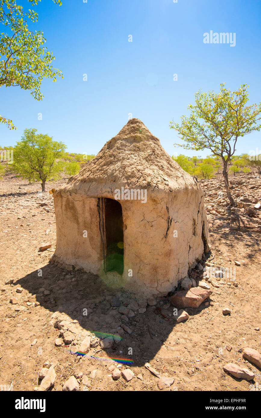 Afrika, Namibia. Himba Dorf. Struktur in Himba-Dorf. Stockfoto