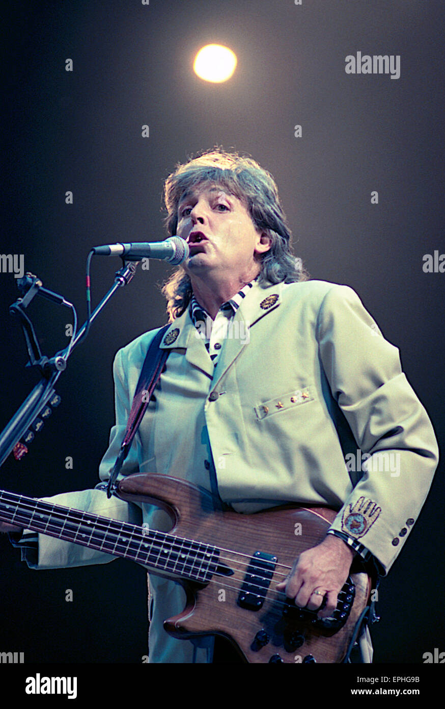 Paul McCartney an Robert F. Kennedy Fußballstadion in Washington DC. 4. Juli 1990. Stockfoto