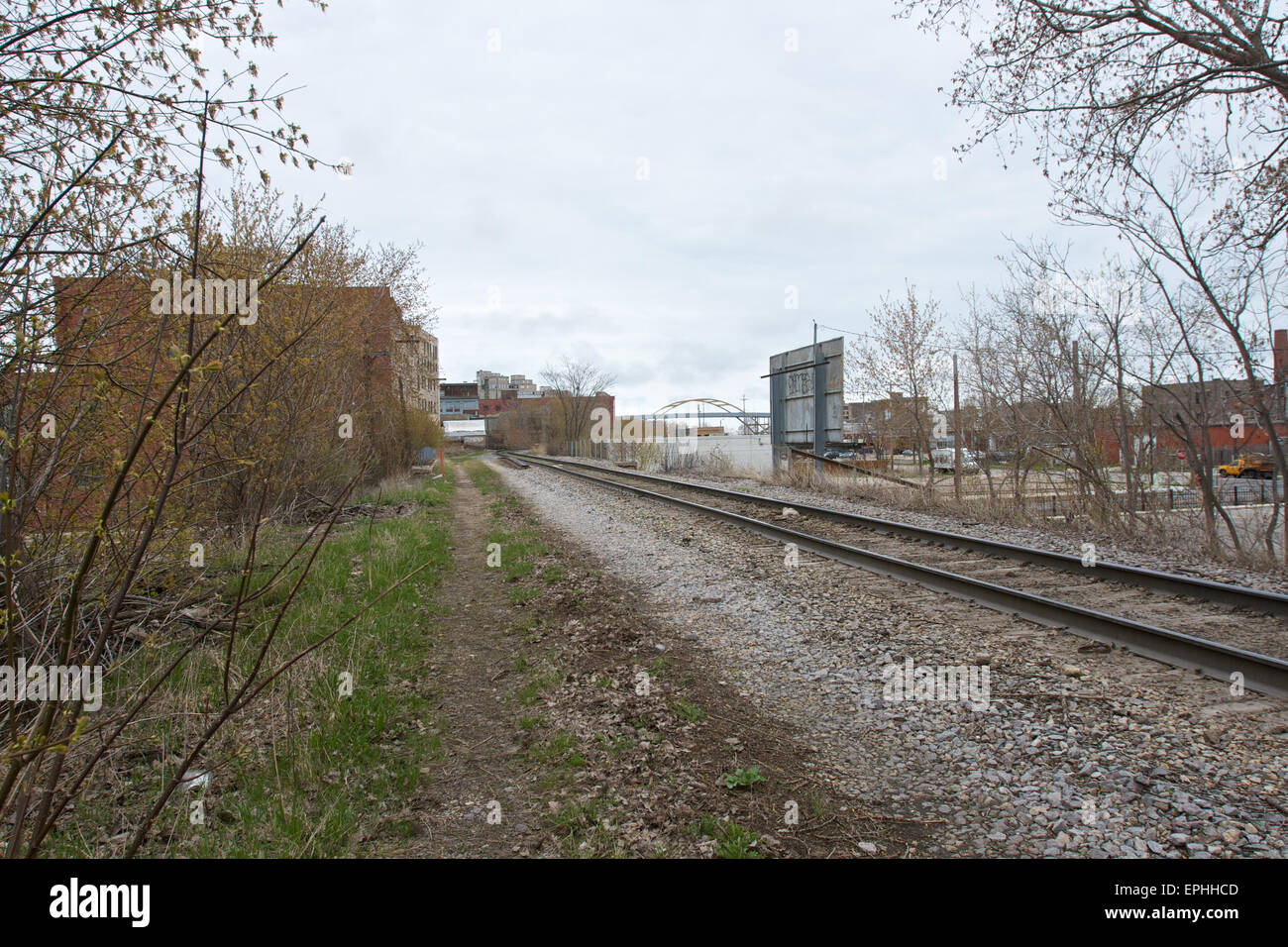 Railroad tracks in Milwaukee, Wisconsin. Stockfoto