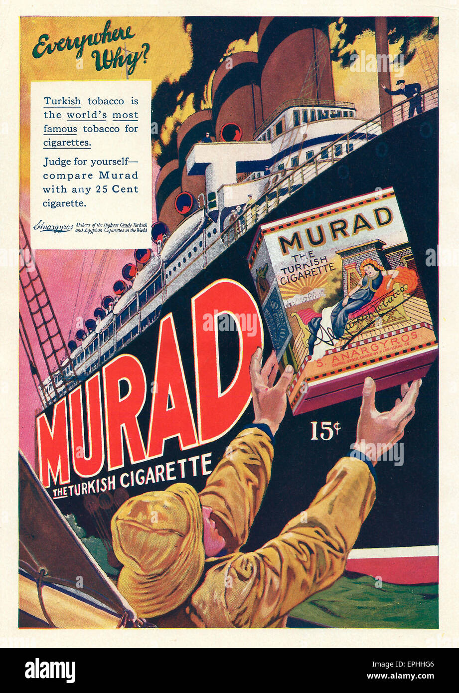 Murad Zigarette Werbung, ca. 1916 Stockfoto