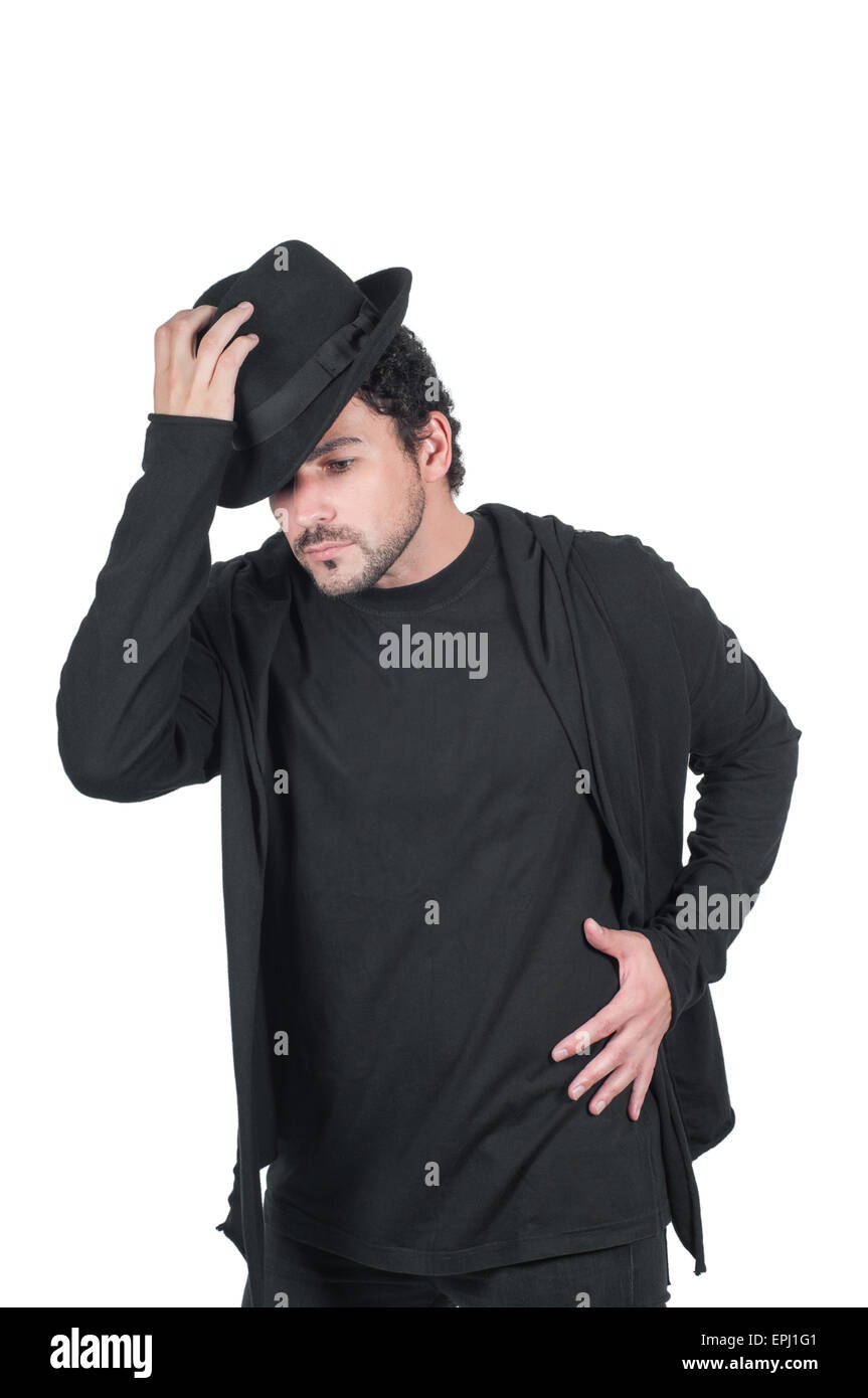 Ein Mann in einem schwarzen Hut Stockfoto