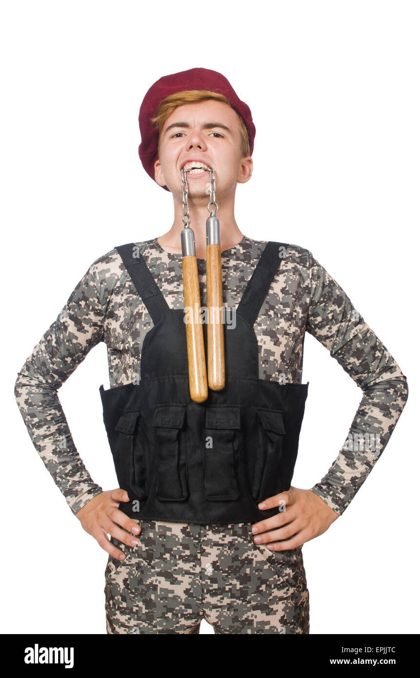 Lustige Soldaten isoliert auf weiss Stockfotografie Alamy