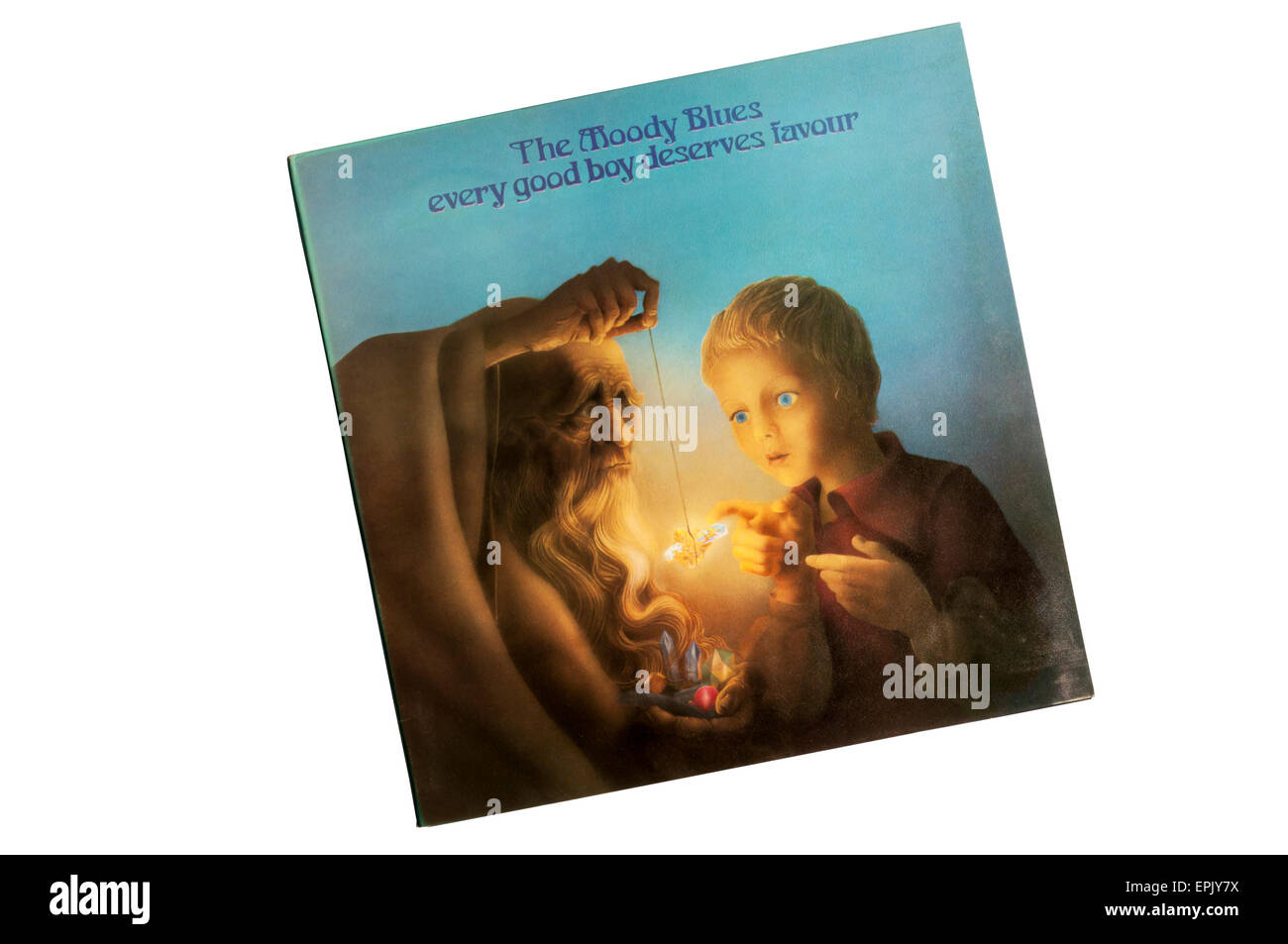 Jeder gute junge verdient dafür war das 7. Album von den Moody Blues, 1971 veröffentlicht. Stockfoto
