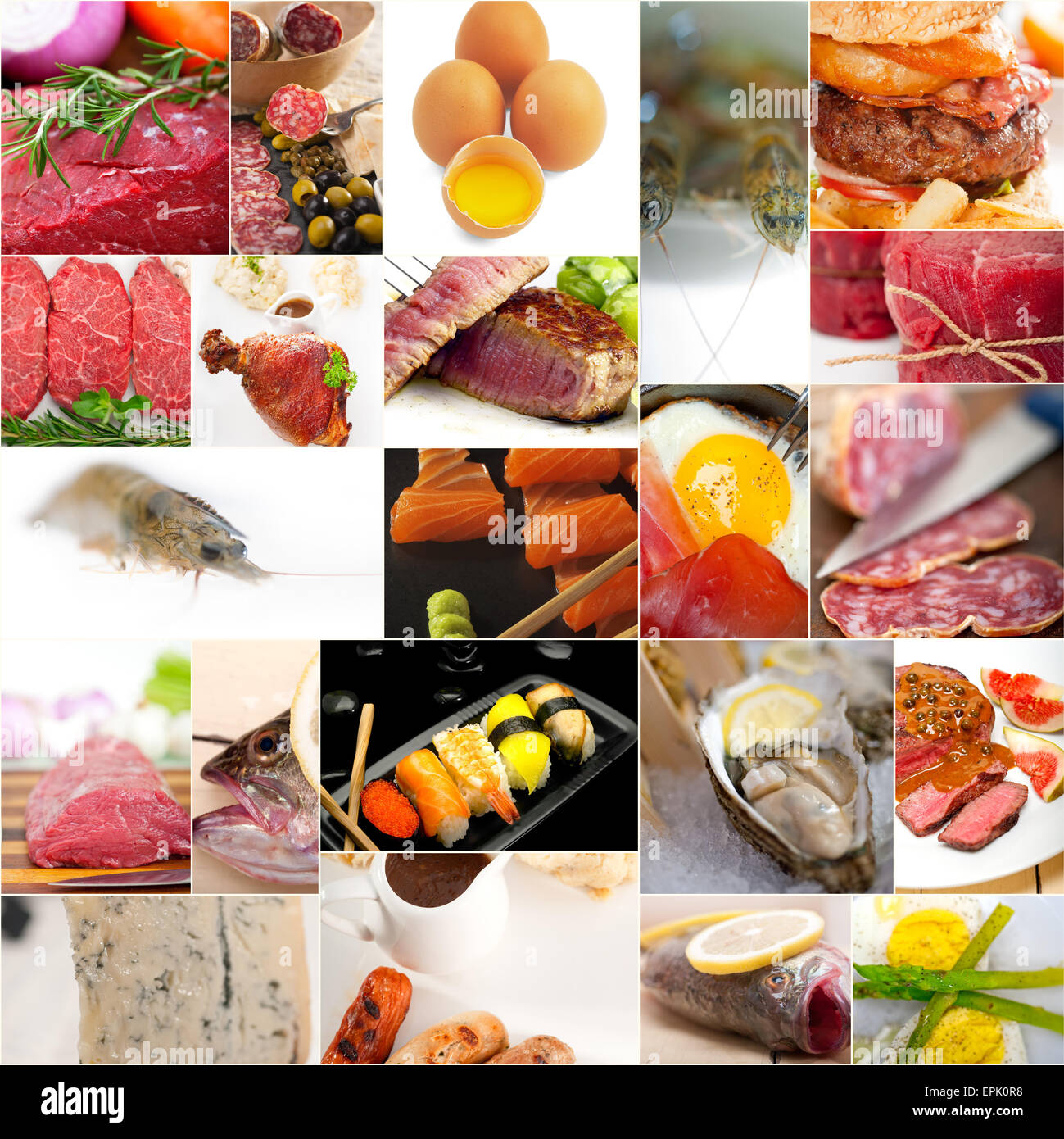 proteinreiche Nahrung Kollektion collage Stockfoto