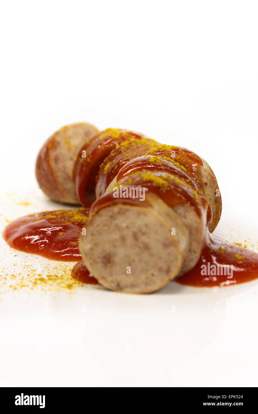 Wurst mit Curry-sauce Stockfoto