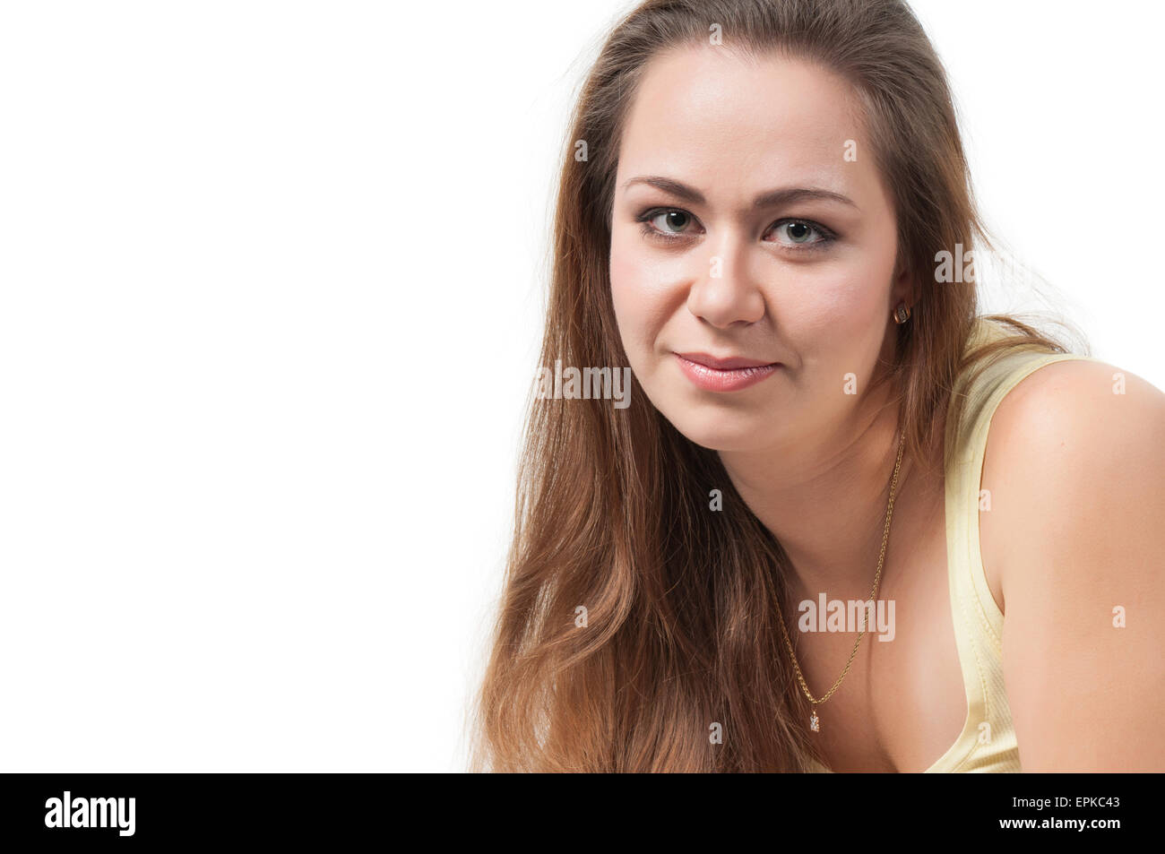 Fröhliche Frau mit frische klare Haut Stockfoto