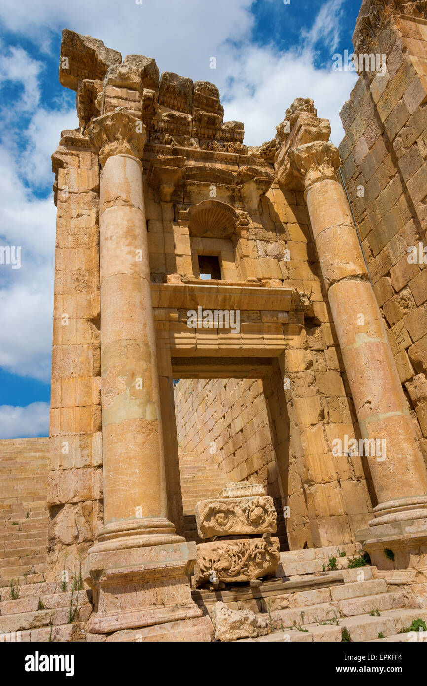Detail von den Nymphäums Jerash in Jordanien Stockfoto