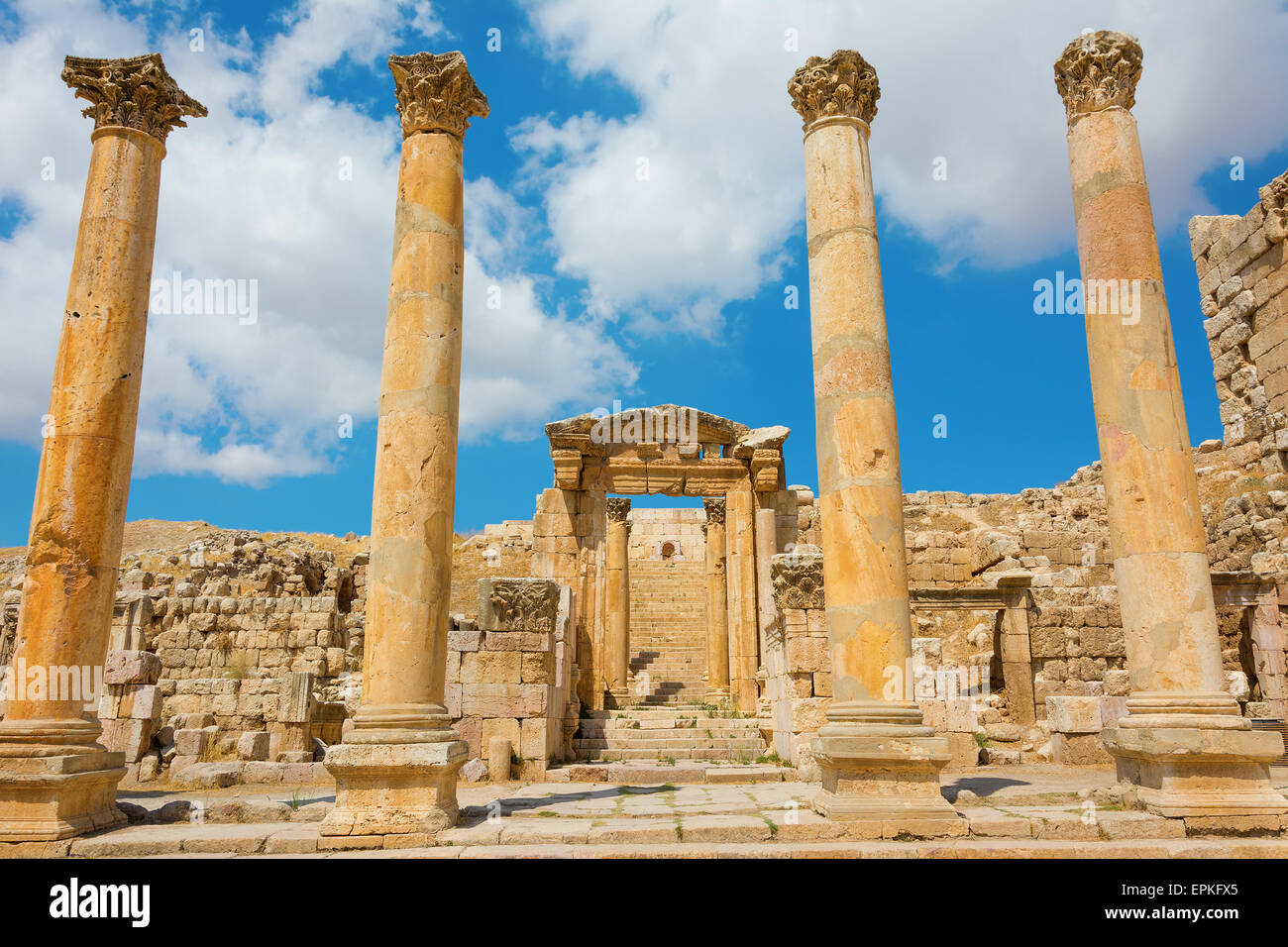 Alte Ruinen von Jerash in Jordanien Stockfoto