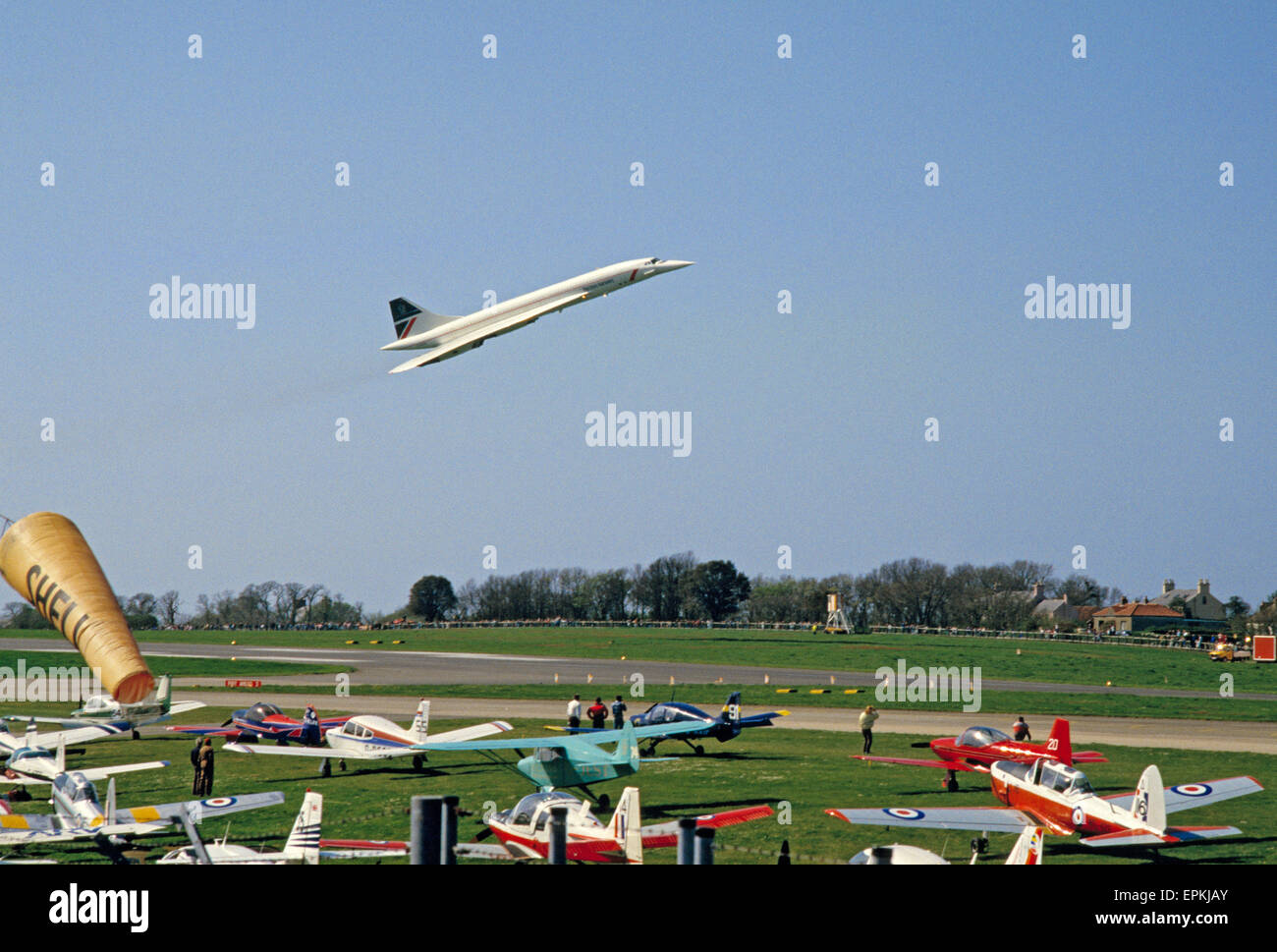 Concord-Vorbeiflug in Jersey CI ca. 1986. Stockfoto