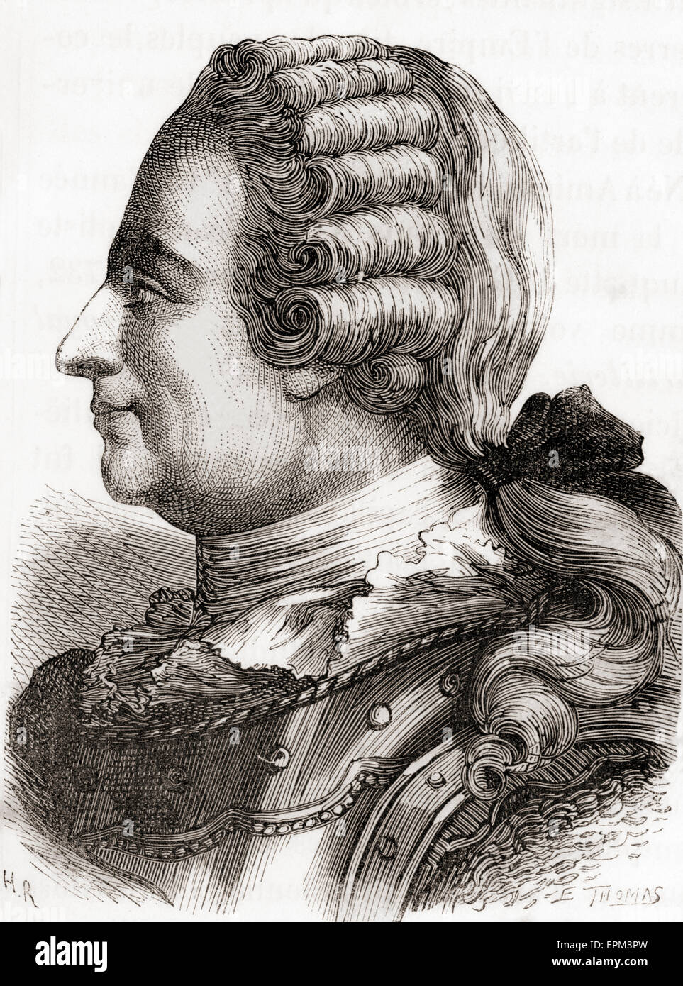 Leutnant General Jean-Baptiste Vaquette de Gribeauval, 1715-1789.  Französischer Artillerie-Offizier und Ingenieur. Erfinder des leichteren französische Kanone. Stockfoto