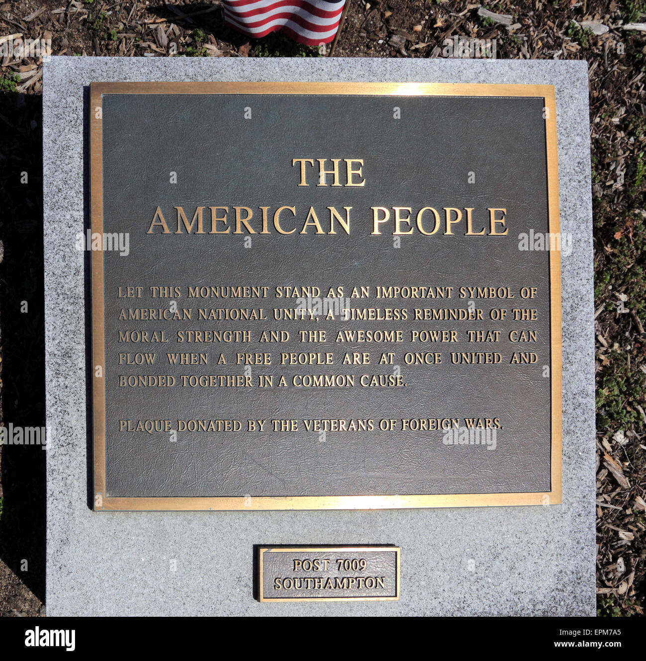 War Memorial Plaque Long Island NewYork Stockfoto