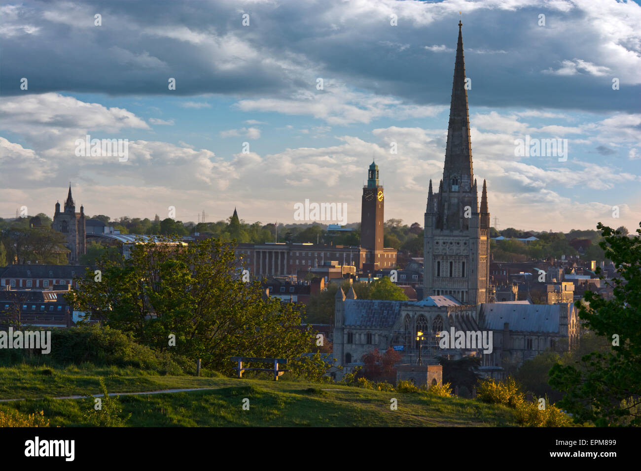 Norwich-Skyline-Kathedrale Stockfoto