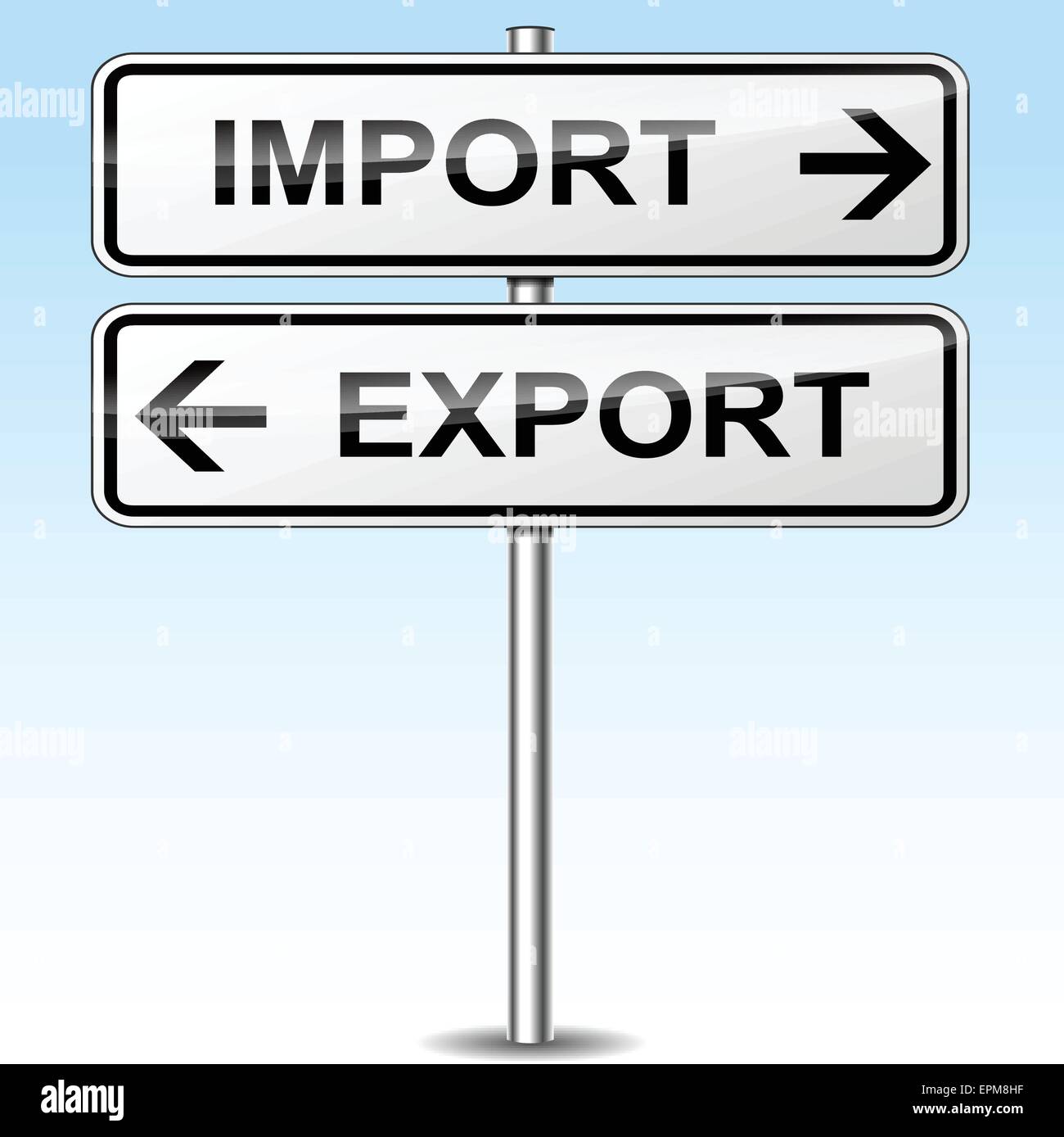 Illustration der import und export Richtungen Zeichen Stock Vektor
