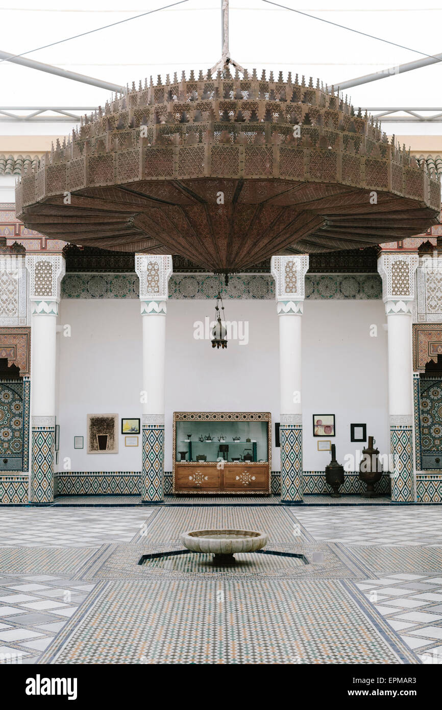 Innenhof des Musee de Marrakech, Marrakesch, Marokko Stockfoto