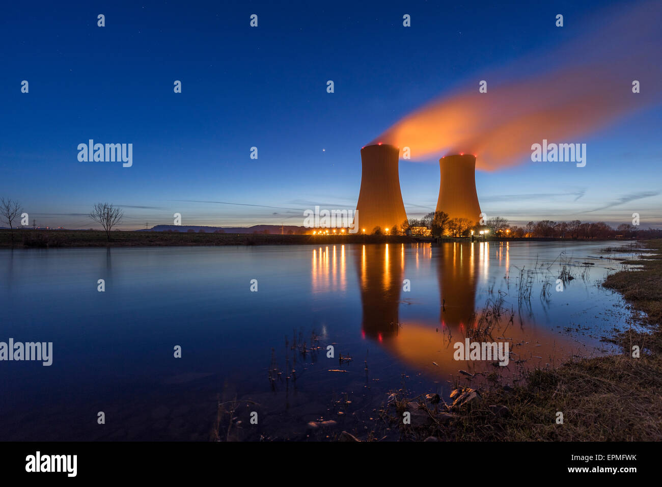 Deutschland, Niedersachsen, Grohnde, Kernkraftwerk Grohnde Stockfoto