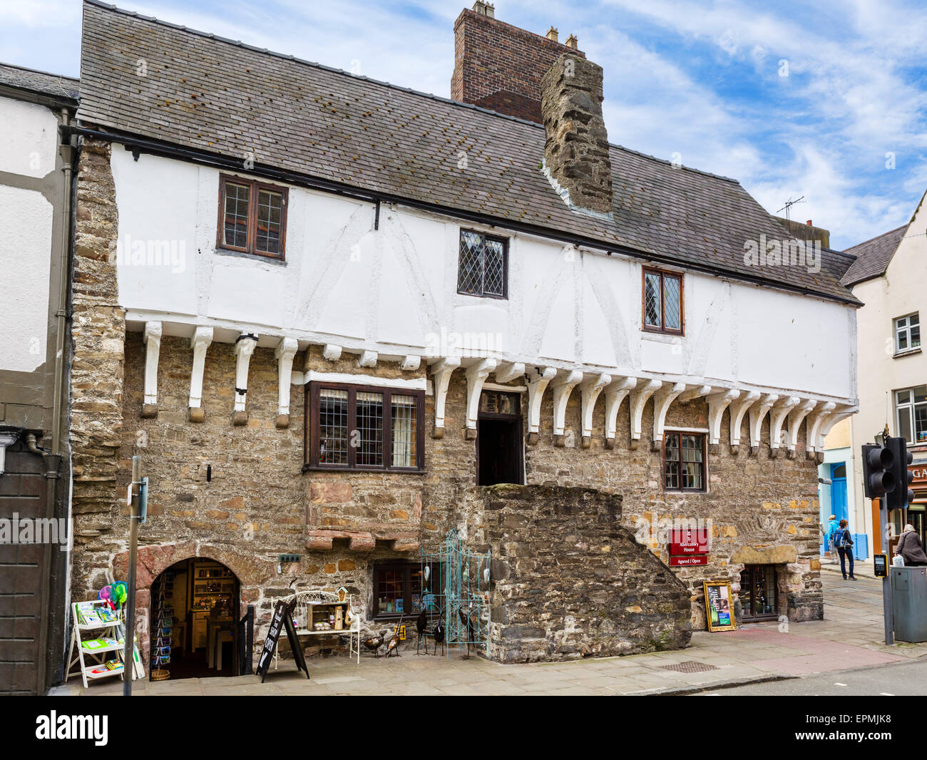 Aberconwy House, ein historisches 14thC Kaufmann Haus, Schloss-Straße, Conwy, North Wales, UK Stockfoto