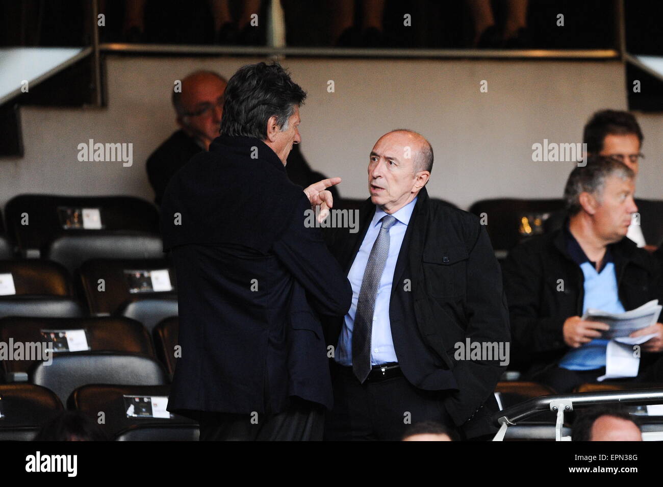 Nicolas DE TAVERNOST/Gérard COLLOMB - 16.05.2015 - Lyon/Bordeaux - 37eme Journee de Ligue 1. Foto: Jean Paul Thomas/Icon Sport Stockfoto