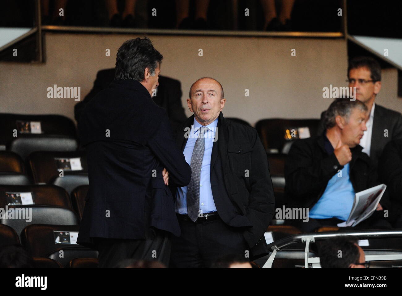Nicolas DE TAVERNOST/Gérard COLLOMB - 16.05.2015 - Lyon/Bordeaux - 37eme Journee de Ligue 1. Foto: Jean Paul Thomas/Icon Sport Stockfoto