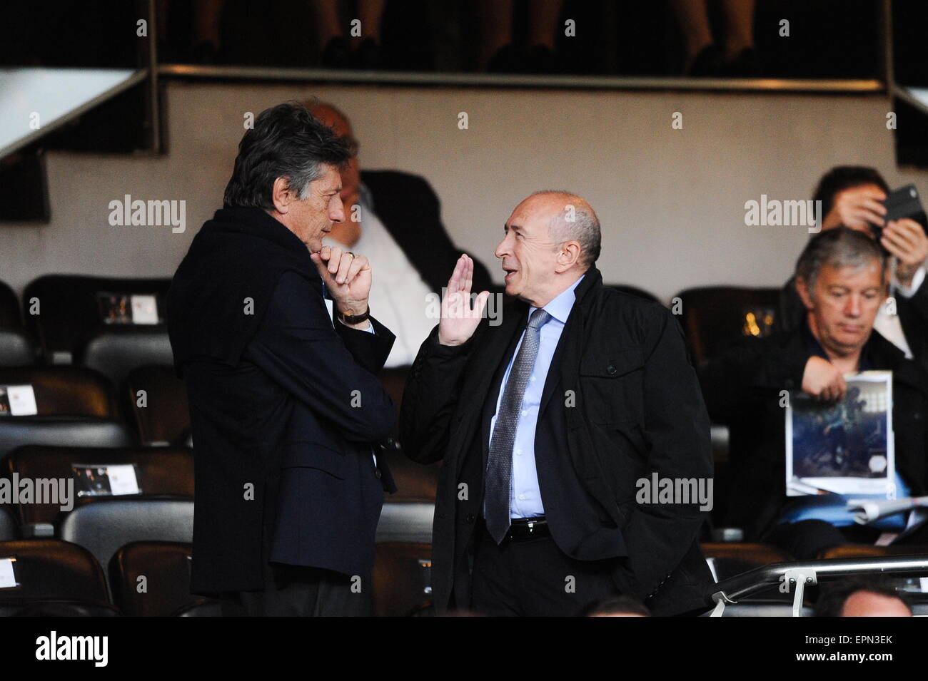Nicolas DE TAVERNOST/Gérard COLLOMB - 16.05.2015 - Lyon/Bordeaux - 37eme Journee de Ligue 1. Foto: Jean Paul Thomas/Icon Sport Stockfoto