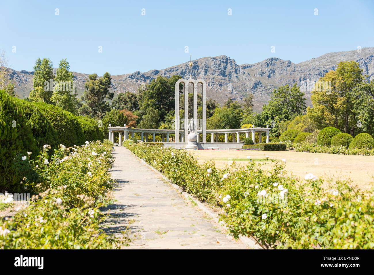 Die Hugenotten-Denkmal, Franschhoek, Cape Winelands District, Provinz Western Cape, Südafrika Stockfoto